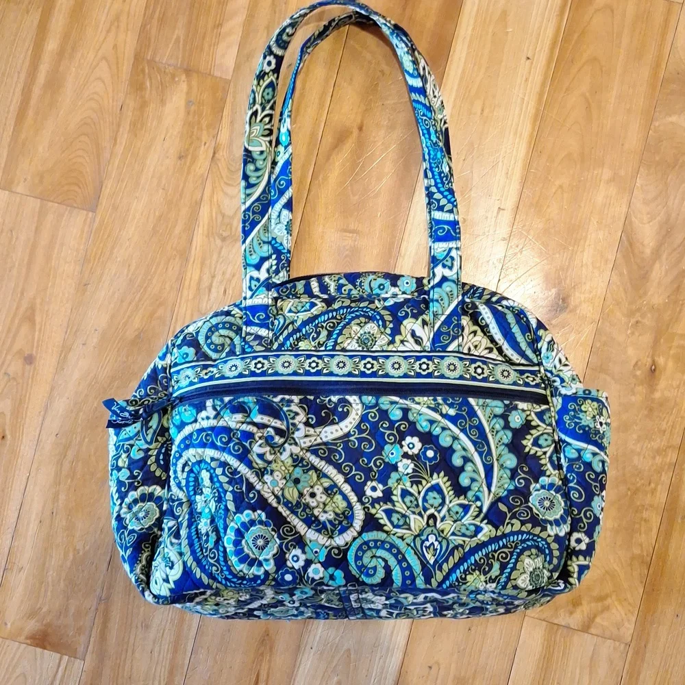 Vera Bradley Rhythm & Blues paisley floral print overnight tote / baby bag